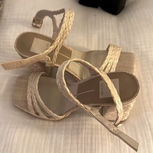 Never worn Dolce Vita raffia square toe heels